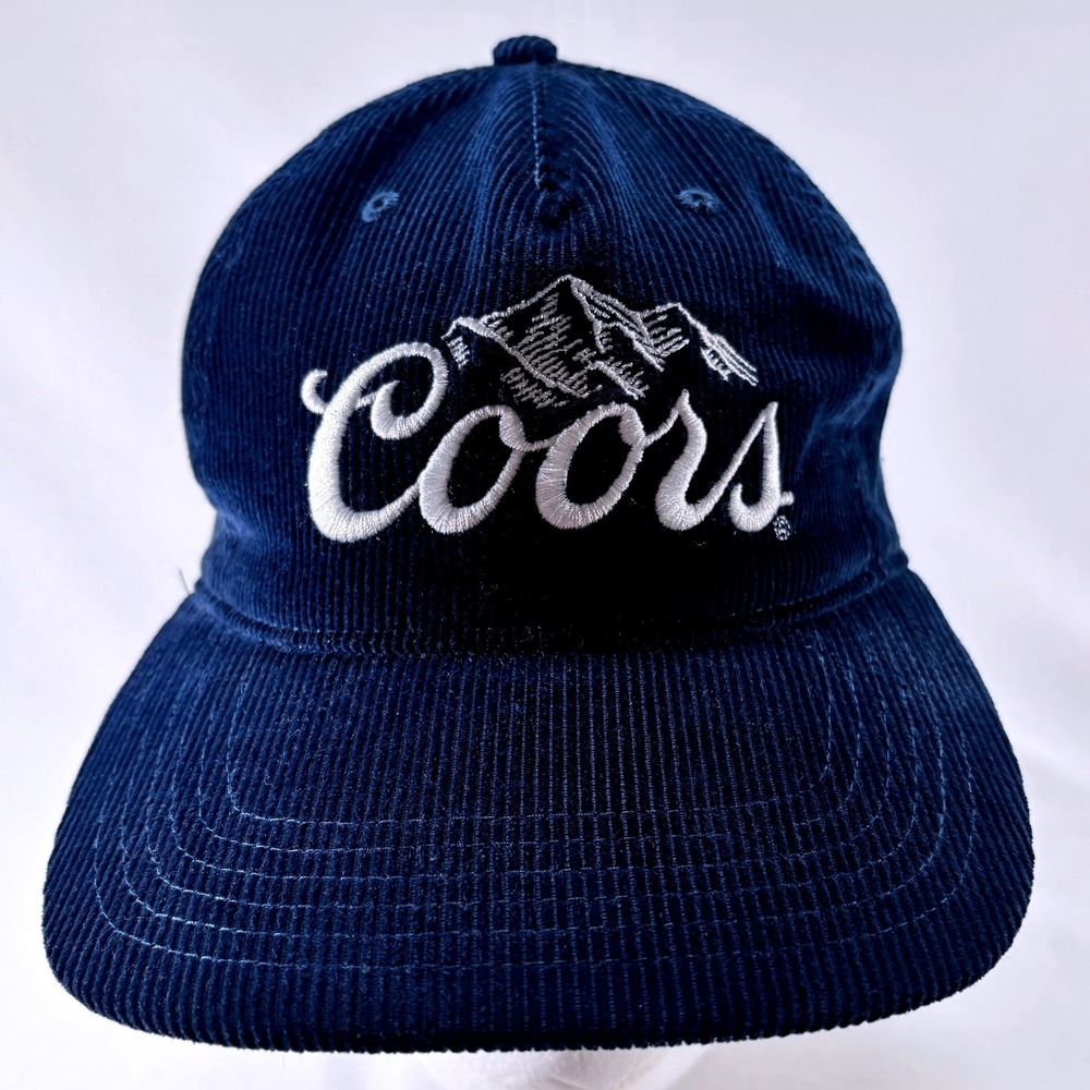 Coors Banquet Navy Blue Corduroy Embroidered Mountain Logo Snapback Cap